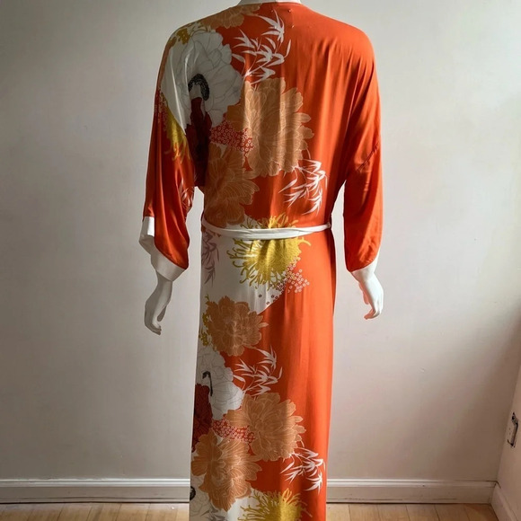 Campos De Ibiza Viscose Multi Long Bathrobe Sleepwear Boho Kimono Robe - Picture 12 of 14